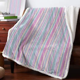 Filtar färgglad randig struktur vinter varm kashmir filt kontor soffa mjukt kast barn säng sängöverdrag