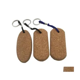 Keychains Lanyards Creative Wood Keychain Cork Diy Car Bag Decoration Pendant Key Chain Keyring Drop Delivery Fashion Accessories DHS1X