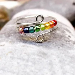 2023 Trend Trend New Rainbow Beads Riseity Ring Ring Free بحرية مضادة للإجهاد تململ حلقات الدوران للنساء فتيات أزياء المجوهرات الزفاف