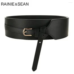 Belts RAINIE SEAN Wide Belt Black Cummerbunds For Women Faux Leather Vintage Dresses Corsets