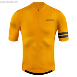 Men's T-Shirts Summer Cycling Men's Yellow Short Sleeve Jerseys Ropa Ciclismo Maillot Hombre Mountain Bike T-Shirts Sportswear Breathable Tops L230713