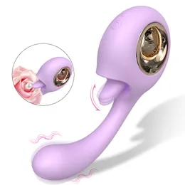 Vibratori Vibratore femminile 2 in 1 Macchina per leccare Stimolatore del clitoride G Spot Potente Dildo Bacchetta Masturbatore per donne Giocattoli Adulti 18 230714