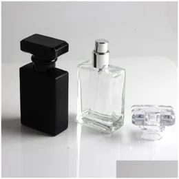 スプレーあたり30mlガラスポータブルアトマイザー空の補充可能な透明なブラックトラベル化粧品コンテナParfum VT1959ドロップデルDHF1A