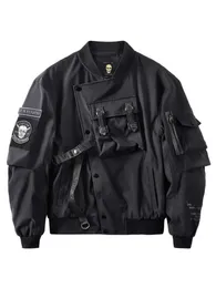 Giacche da uomo God of Death Bomber Jacket Tasca sul petto Techwear Uomo Punk Hip Hop Tattico Streetwear Giacche nere Varsity Oversize MA1 Cappotti 230713