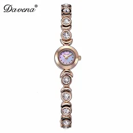 Women S Watches Luxury Davena Lady Woman Mini zegarek Elegancka matka perłowych Godziny mody Crystal Steel Bransoletka Party Gird Dift BOX 230714