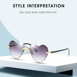 Солнцезащитные очки повседневная в форме сердца безрассудно 2023 Retro Women Brand Designer Fashion Fashion Riment Gradient Sun Glasses#3
