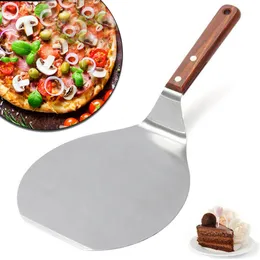 Formy do pieczenia Antiscalding Pizza łopaty drewniane uchwyt okrągły ciasto ze stali nierdzewnej łopaty akcesoria kuchenne narzędzia 2307714