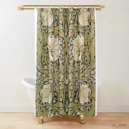 Duschvorhänge William Morris Duschvorhang, grünes Duschvorhang-Set für Badezimmer, schwerer Stoff, dekorativer Badvorhang, waschbarer Vorhang