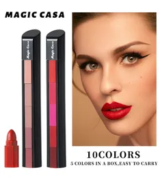 5 In 1 Matte Lipstick Set Waterproof Nude Combination Lipgloss Long Lasting Velvet Red Show Complexion Sexy Lip Tints Cosmetic