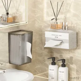 Tissue Boxes Napkins Tissue box wall-mounted non-perforated toilet paper box toilet waterproof washcloth wipe toilet paper delicate collection box R230714