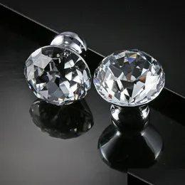 Handles Pulls Delicate Crystal Glass Knobs Cupboard Pls 30Mm Diamond Shape Design Der Kitchen Furniture Cabinet Dh0921 Drop Delive Dhucb