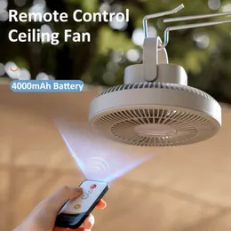 Elektrik Fanları Tavan Fanı Şarj Edilebilir Küçük Elektrikli Fan 4000mAH Kamp Masaüstü Taşınabilir Kablosuz Tavan Fanı Power Bank ile Hava Soğutucu
