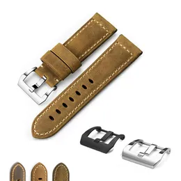 Genuine Calf Leather Watch Strap Bracelet Watch Bands Assolutamente Brown Watchband for Pane rai 22mm 24mm 26mm304w