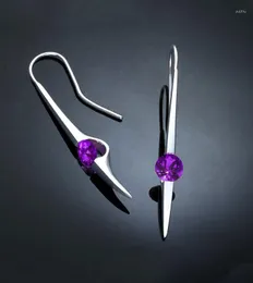 Brincos de tachas minimalistas único roxo verde zircão charme barra de pedra joias de casamento delicadas para mulheres