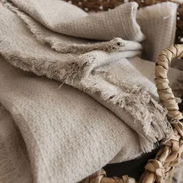 Blankets Linen Cotton Blanket Woven Weave With Tassels Cozy & Warm Soft Lightweight Farmhouse For Sofa Couch Bed Home All Season