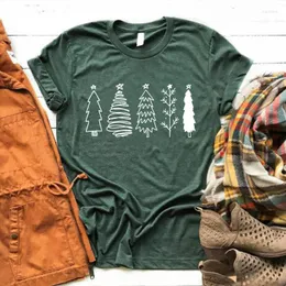 Women's T Shirts Christmas Trees Shirt For Women Vintage Söt T-shirt estetisk semester tee