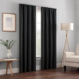 Cortina 1 peça Cortinas blackout pretas com redução de luz com isolamento térmico painéis externos para sala de estar quarto