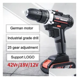 Electric Drill 2Scoes Cordless Skruvmejsel 21V 18V 12V litiumbatteri Mini Power Tool Drop Delivery Home Trädgårdsverktyg DH7UY