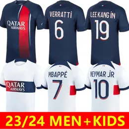 MBAPPE Lee Kang w koszulkach piłkarskich 2023 2024 Paris Sergio Ramos Hakimi 23 24 PSGS Maillots de Football Marquinhos Verratti Fan MAILLOT Men Men Kids Kids