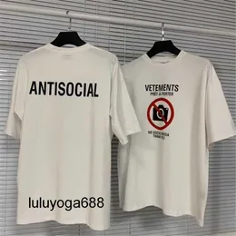 Nuevo diseñador VETEMENTS camiseta 2023 Hombres Mujeres camisetas antisociales 1 Etiqueta VTM Tops Algodón para hombre camiseta para mujer