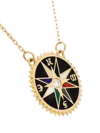 Foundrae Necklace Designer Totem ENAMEL CRAFT COMPASS CURROW Correction Halsband för kvinna Designer smycken Custom Pendant Gold Plated 18k Gold