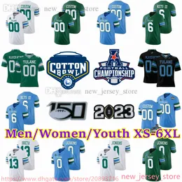 2023 Custom S-6XL NCAA Tulane Green Wave voetbalshirt 22 Tyjae Spears 13 Justin Ibieta 37 op Clark 2 Duece Watts 12 Kai Horton Shae Wyatt