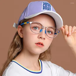 Óculos de sol infantil TR90 anti-azul armação de óculos redondo menina durável cor lisa menino óculos bonito decorativo computador