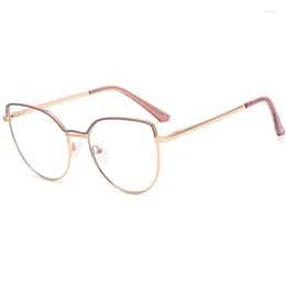 Occhiali da sole con montatura per occhiali in metallo con splicing colorato, lenti da vista personalizzabili anti-luce blu da donna