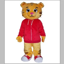 2020 Hela Daniel Tiger Mascot Costume för vuxna djur Stora Red Halloween Carnival Party2564