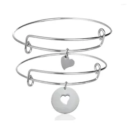Bangle 2 Pcs Women Fashion Bracelet Jewelry Girl Friend Lovers Gift Stainless Steel Adjustable Present
