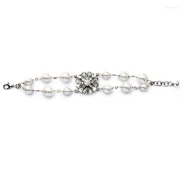 Очарование браслетов романтические свадебные украшения прозрачные хрустальные белые симулированный жемчужный свадебный браслет серебряный цвет элегантные браслеты