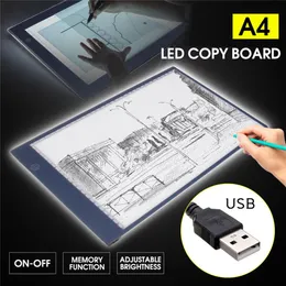 LED -grafisk surfplatta Skrivande målning Ljusbox Tracing Board Copy Pads Digital Ritning Tablet Artcraft A4 Copy Table LED BOARD197D