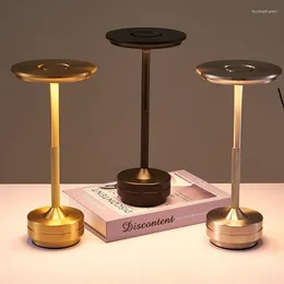 Table Lamps Wholesale Lampe Bureau Dimmable Led Modern Wireless Rechargeable Bed Side Cordless Electroplated Metal Lamp