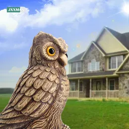 Garden Decorations Home Decor Owl Statue Realistic Fake Bird Scarer Scarecrow Lawn Garden Fence Courtyard House Outdoor Indoor Art Model Decorative L230714