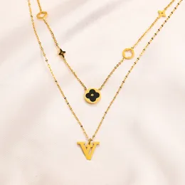 Mais novo banhado a ouro marca designer pingentes colares de aço inoxidável carta gargantilha pingente colar contas corrente jóias acessórios presentes