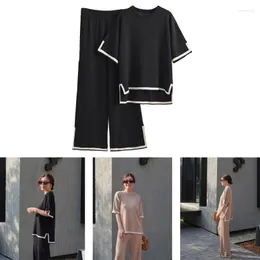 Women's Tracksuits Short Sleeves Shirts High Waist Pant O-neck Sexy Office School Holidays For Summer Spring Wearing