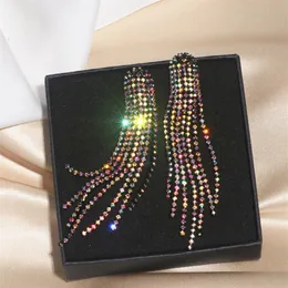 EarringsDangle Earrings New Shiny Colorful Rhinestone Drop Earrings For Women Long Tassel Crystal Dangle Earring Brincos Weddings 258d