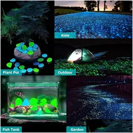 Dekoracje ogrodowe 100pcs/działka świetliste kamienie glow ciemne dekoracyjne kamyki chodniki trawnik fluorescencyjny fluorescencyjny jasny vtky2230 Drop d DHG1O