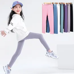 Byxor Autumn Solid Kid Leggings Girl Thin Tights Sweatpants 2 Y Barn Casual Ankle Length Pants Spring Toddler Skinny Croped 230714