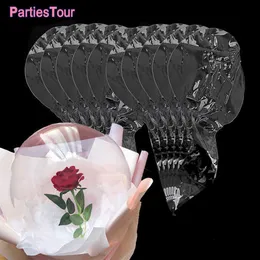 50 pçs 20 polegadas 7 5 cm de largura Mouce Transparente Bobo Ballons LED Rose Balloon Bouquet Festa de Aniversário Dia dos Namorados Casamento Globos297R