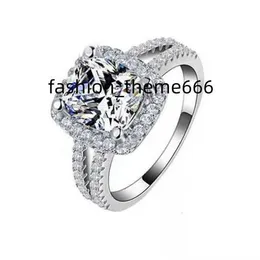 Pierścienie Emerald Cut 2ct Wedding Diamond CZ Pierścień 925 Srebrna obietnica zaręczynowe Pierścienie dla kobiet Pierścień Gemstone