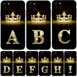 För Huawei Y5P -fall 5.45 "Silicon -telefonomslag Y5P 2020 Y 5 P Y5 Huaweiy5p Black TPU Case Gold Letters