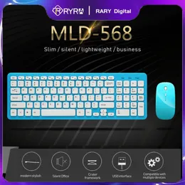 키보드 Ryra Silent Wireless Keyboard 및 Mouse Mini Universal 2.4G 수신기 마우스 초콜릿 키보드 PC 노트북 230715