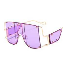 Oversized Metal Frame Sunglasses Riri Women Retro Vintage Square Sunglasses Punk Men Sun Glasses Personality Female Sunglasses261B