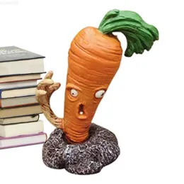 Garden Decorations Vegetable Mini Figurine Decor Creative Spooky Tomato Morot Radish Halloween Zombie Statue Halloween Garden Ornament L230715