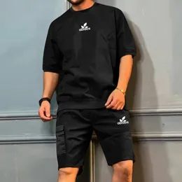 Męskie dresy letnie garnitur krótkie rękawy Casual Sports Street Wear Mass Men Crewneck Tshirt Shorts Twopece Set 230714