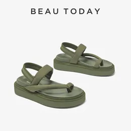 Sandaler Beautoday Chunky Sandals Women Lycra Back Strap Solid Color Höjd ökar Flip Flops Casual Ladies Shoes Handmade 38239 230714