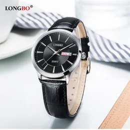 Longbo Luxury Quartz titta på casual mode läderband tittar män kvinnor par tittar på sport analog armbandsur gåva 5021218b