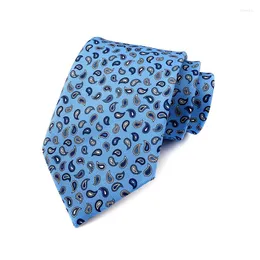 Bow Ties Silk 8CM Men Necktie Ascot Bright Blue W/ Dot Paisley Jacquard Arrow Classic Wedding Gravatas Para Homens HA08