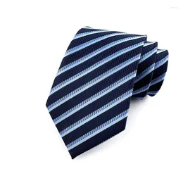 Bow Ties Fashion 8cm Width Men Necktie Silk For Man Blues Striped Jacquard Wedding Party Ascot Gravatas Para Homens YUV15